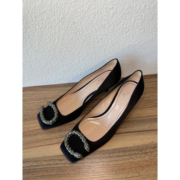Gucci Black Satin Dionysus Crystal Pumps – Size 36 - Picture 4 of 4